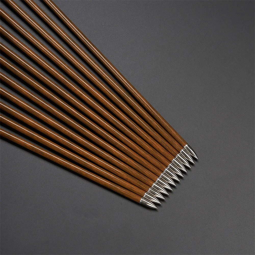 Toparchery Flechas de arco carbono negro con plumas reales veta madera - imagen 5