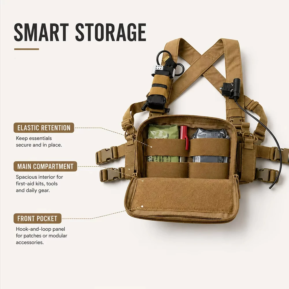 Chaleco táctico MOLLE ligero con soporte PTT y bolsa para torniquete - imagen 3