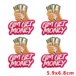 Parches termoadhesivos bordado Money Hustle y Get Cash Lips