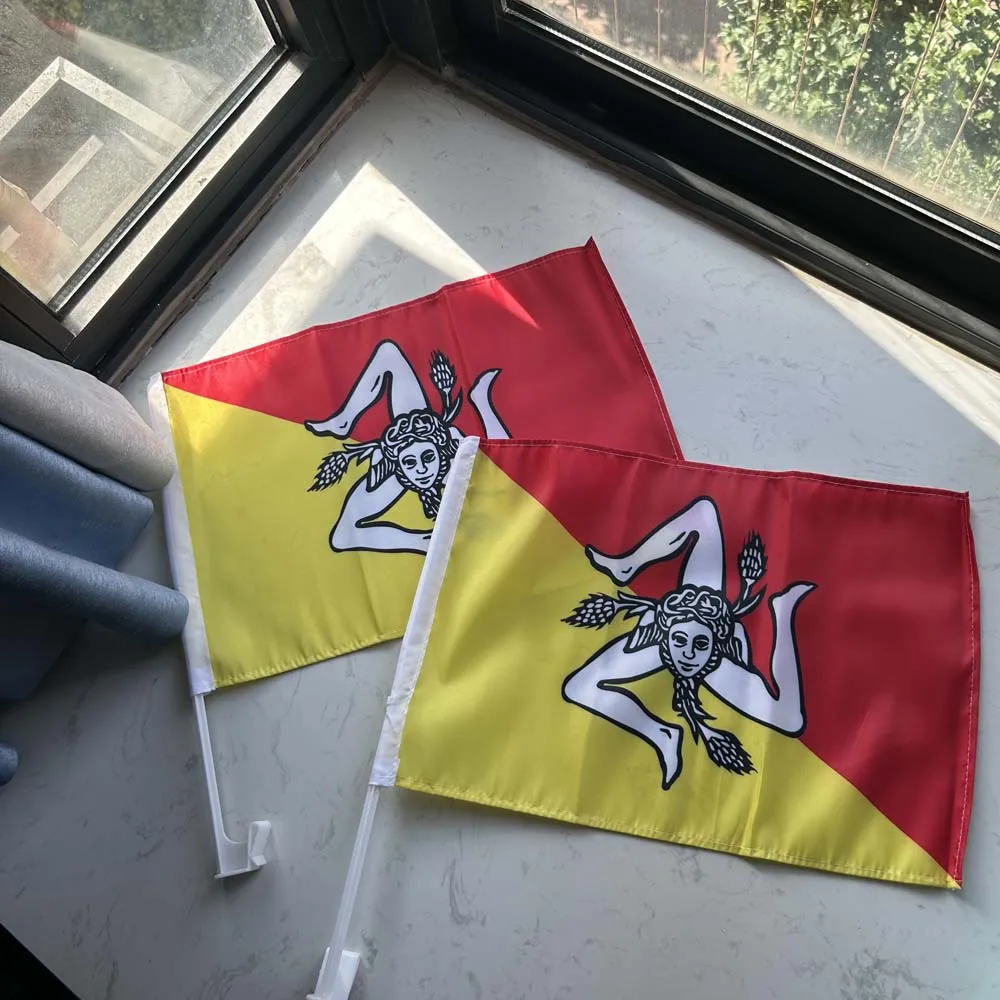 Bandera Sicilia para coche de poliéster, con asta de plástico - imagen 3