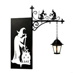 Sujetalibros bruja con linterna colgante, metal negro para estantería