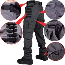 Pantalones tácticos impermeables cargo multibolsillos hombre holgado