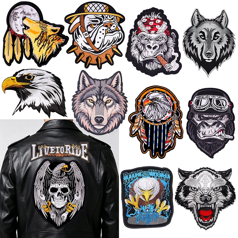 Parche termoadhesivo lobo clásico para chaleco y mochila biker - imagen 4