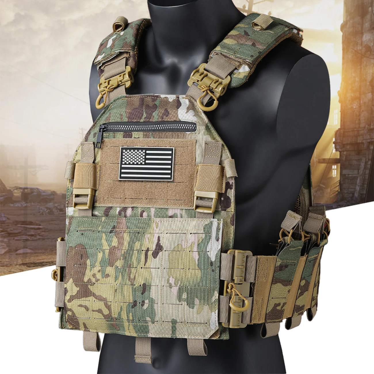 Camiseta táctica sin mangas MOLLE impermeable ripstop