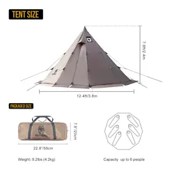 OneTigris Rock Fortress Tienda tipi con salida para estufa