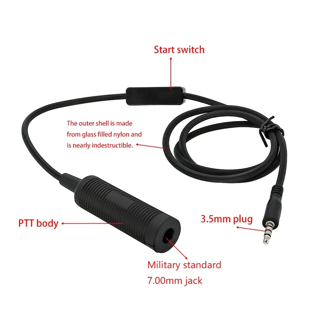 Adaptador PTT táctico para auriculares con jack de audio militar - imagen 2