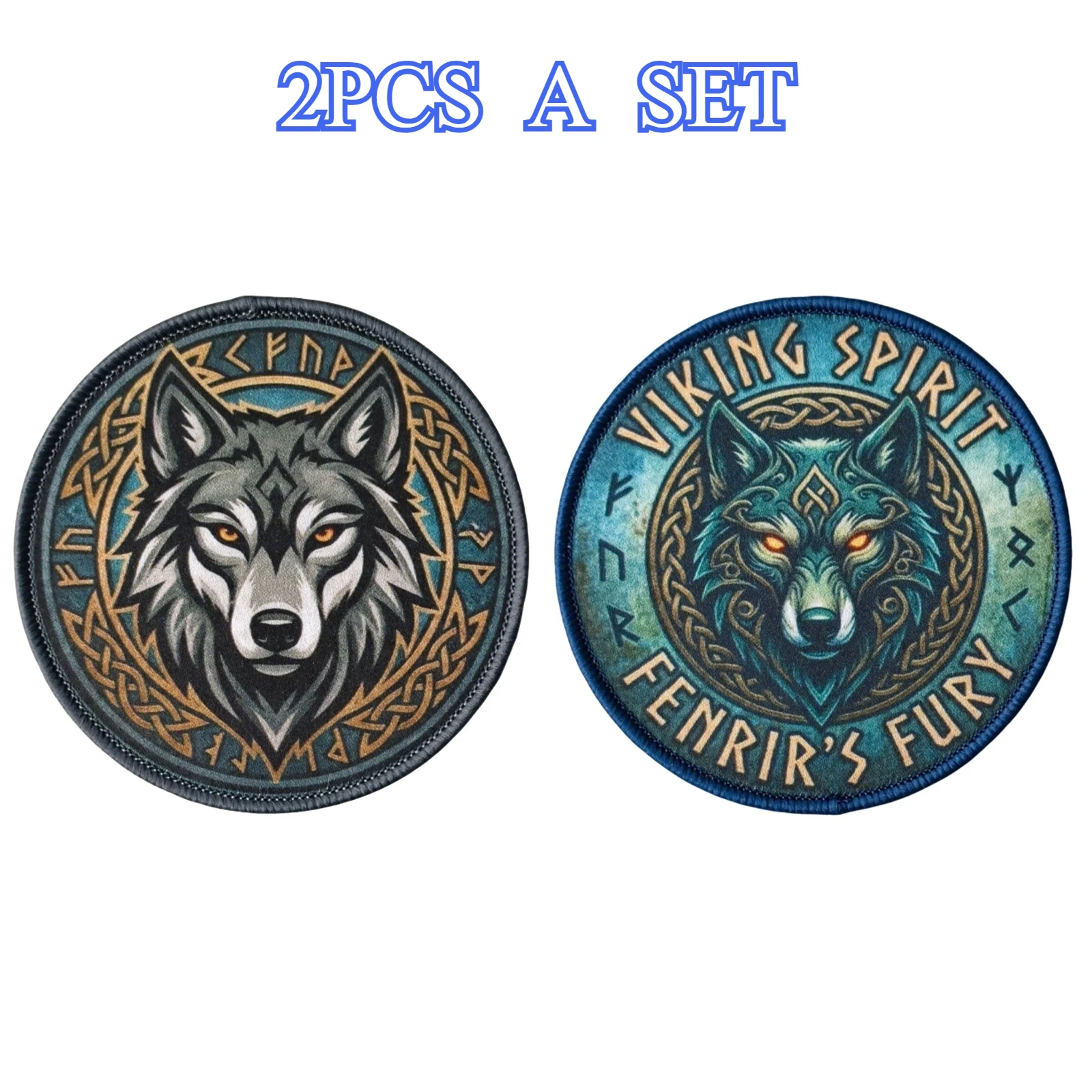 Parche táctico cabeza de lobo rúnico con velcro - imagen 3