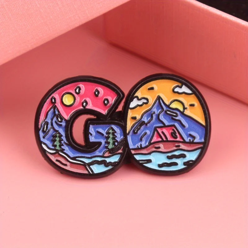 G&O pin esmaltado alfabeto aventura letra G – camping al atardecer - imagen 2