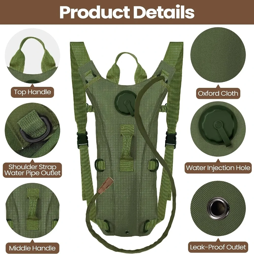 Mochila de hidratación impermeable de nailon con tubo para senderismo - imagen 5