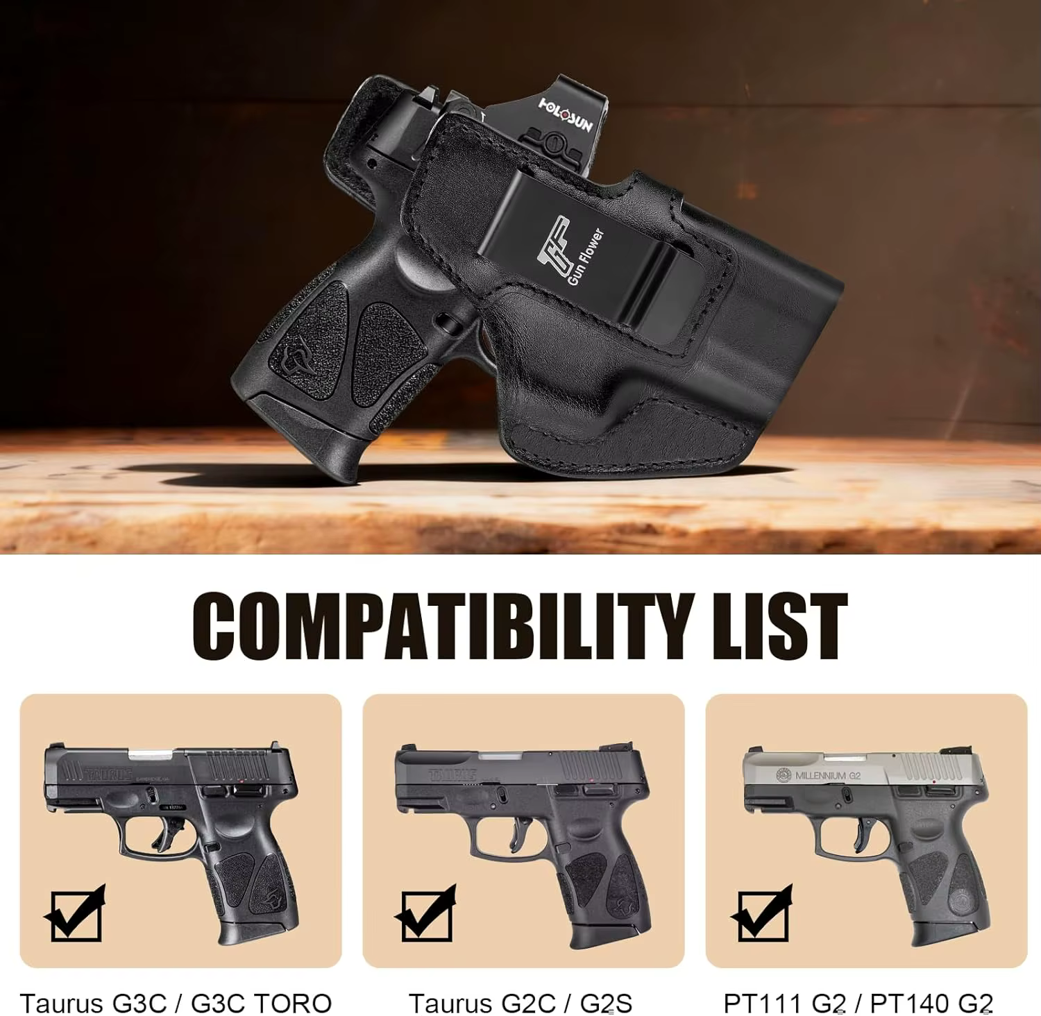 Funda IWB de cuero Taurus G3C para mano derecha - imagen 3