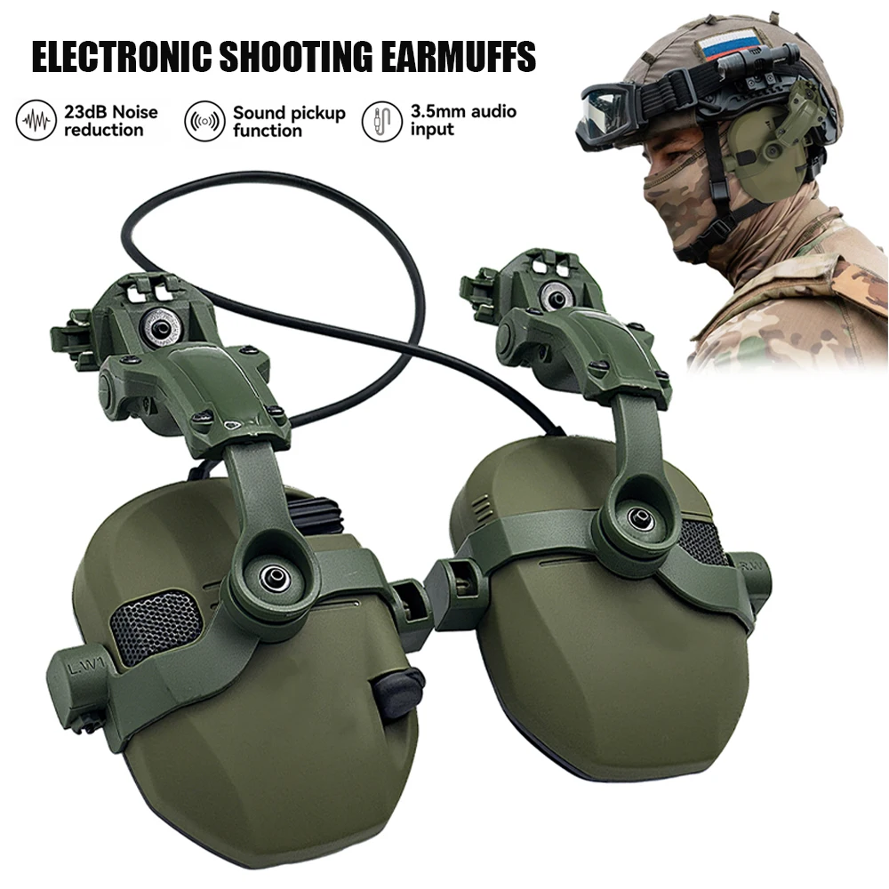 Orejera electrónica táctica NRR 23dB clip para casco – Tiro y caza