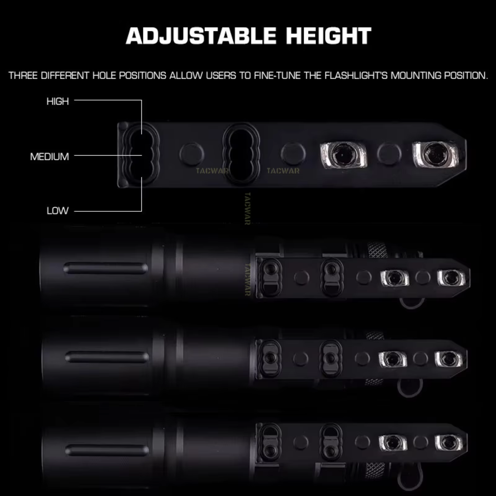 Soporte inline Scout para linterna táctica M-LOK metálico, riel base - imagen 2