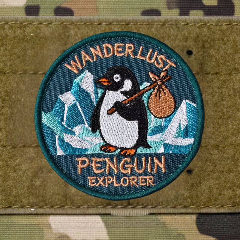 Parche bordado táctico PENGUIN EXPLORER con velcro para chaleco - imagen 5
