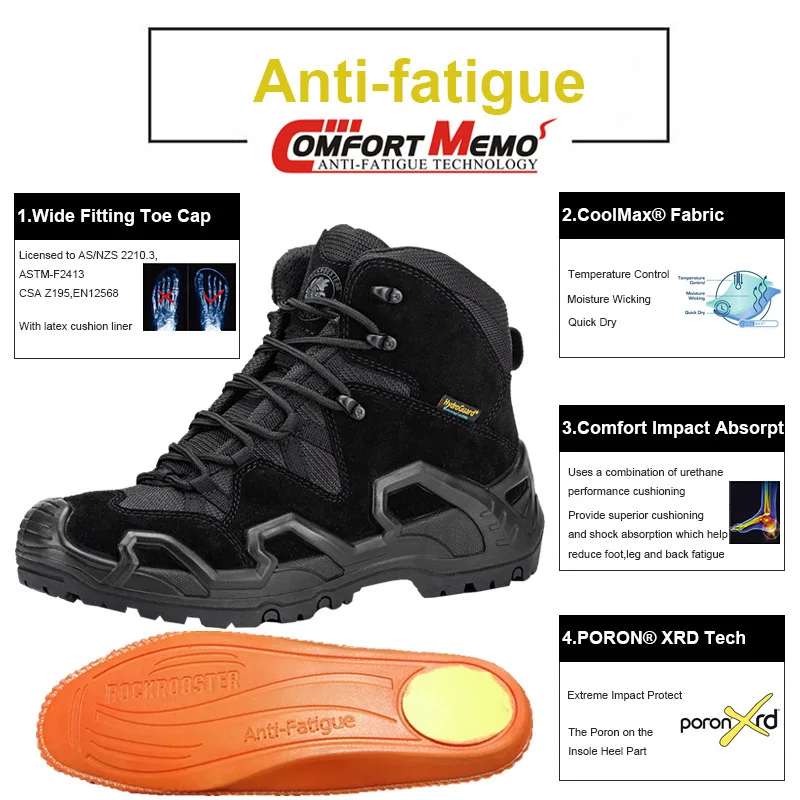 Rockrooster Botas Tácticas Impermeables Cuero Profesional - imagen 2