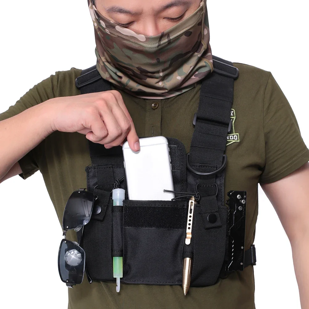 Bolsa táctica para radio de pecho MOLLE EDC, arnés y funda - imagen 4