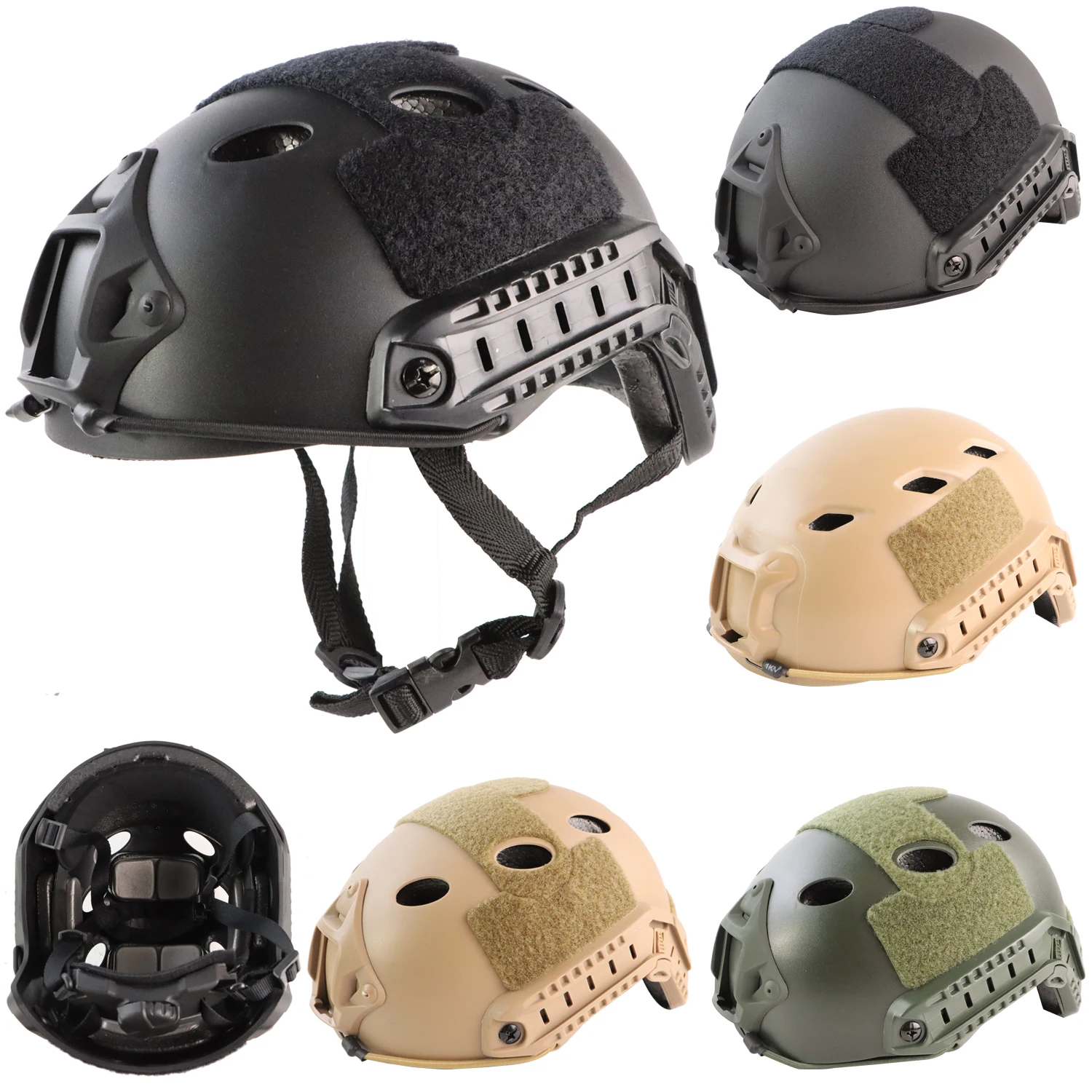 Casco con rieles laterales y ventilación