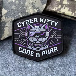 Parche velcro Cyber Kitty – Gato cyberpunk para chaleco y mochila táctica