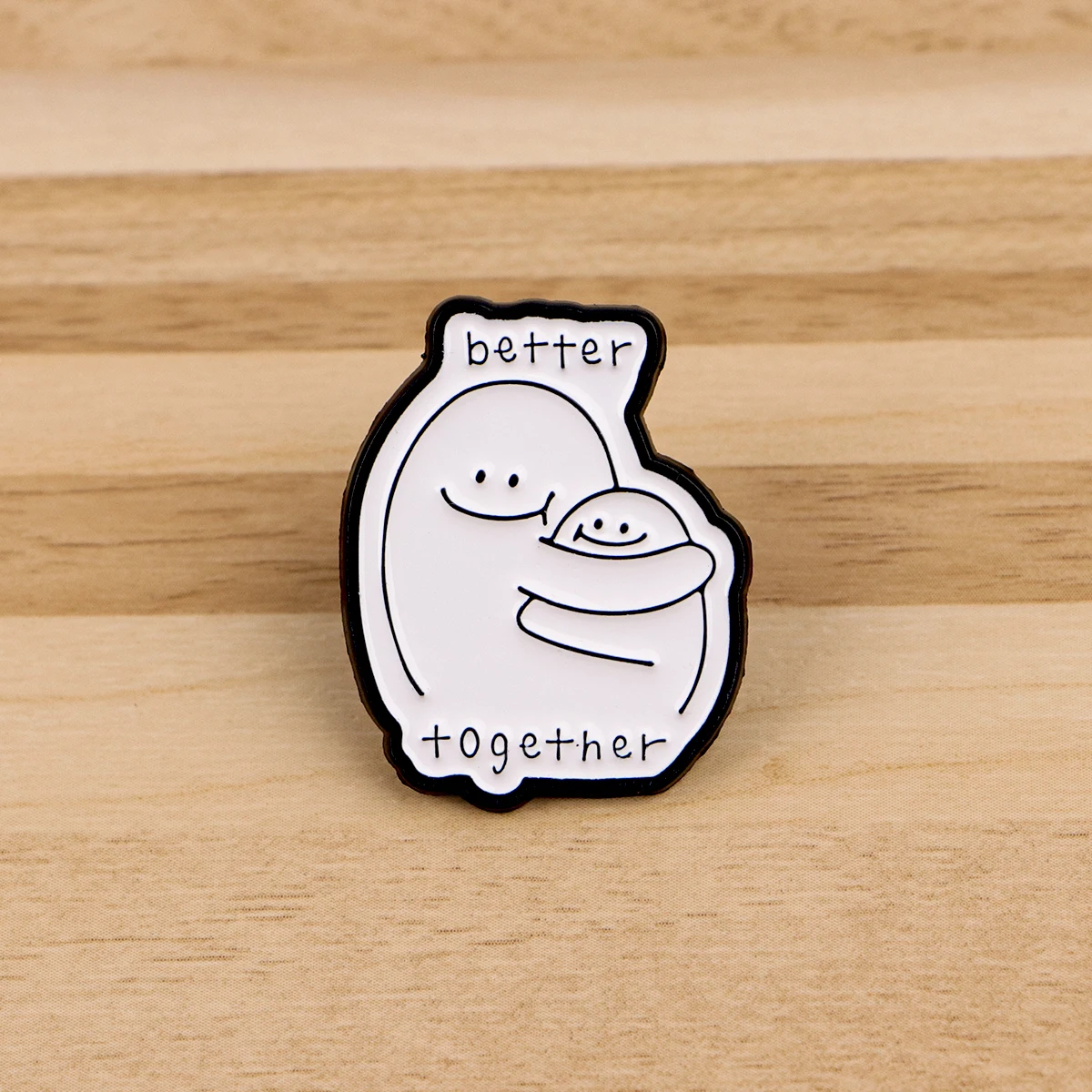 Pin esmaltado broche minimalista fantasma abrazado para parejas - imagen 2