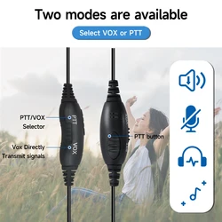 ABBREE Auricular táctico PTT compatible Baofeng Quansheng