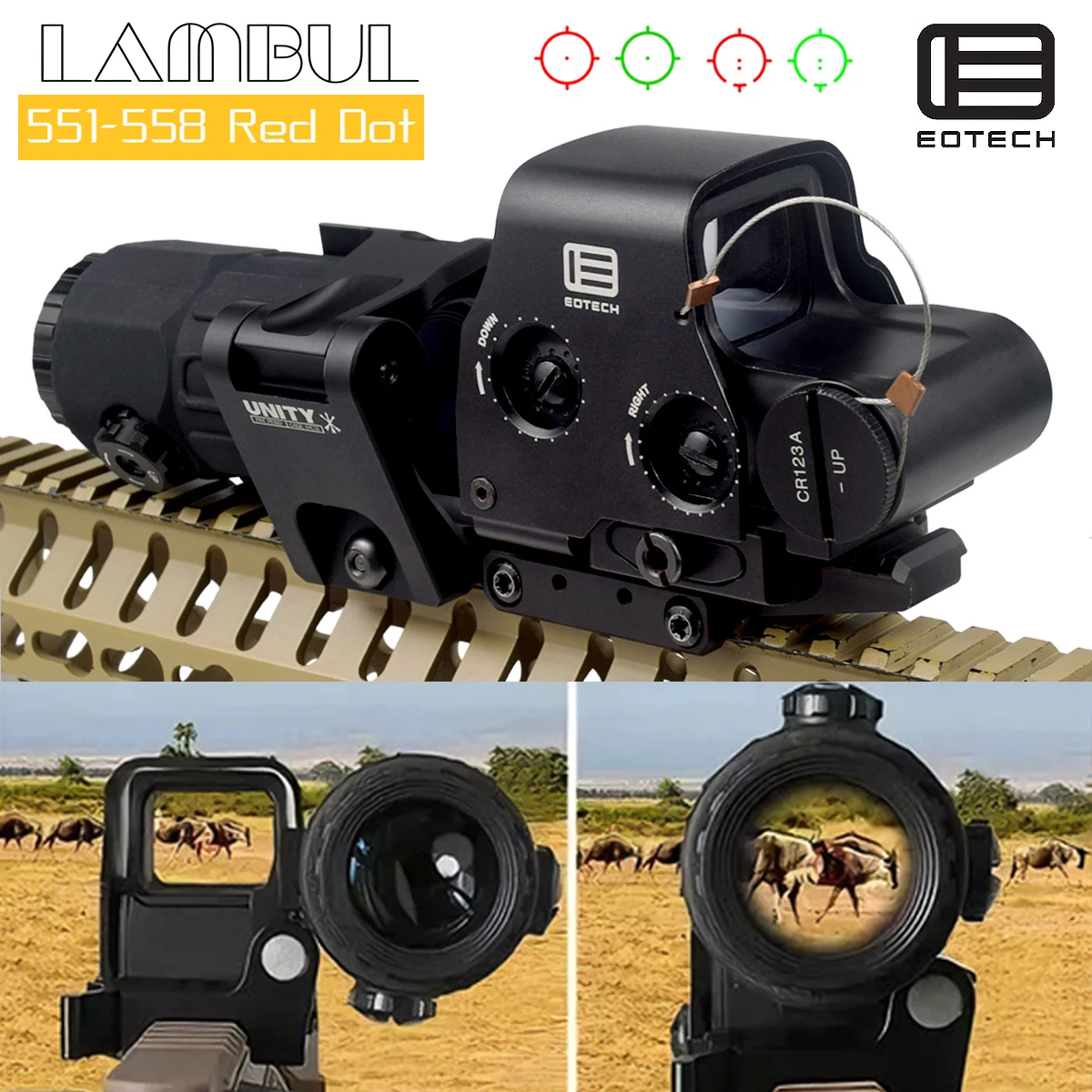 Mira holográfica EOTech para rifle con montura Unity y lupa - imagen 5