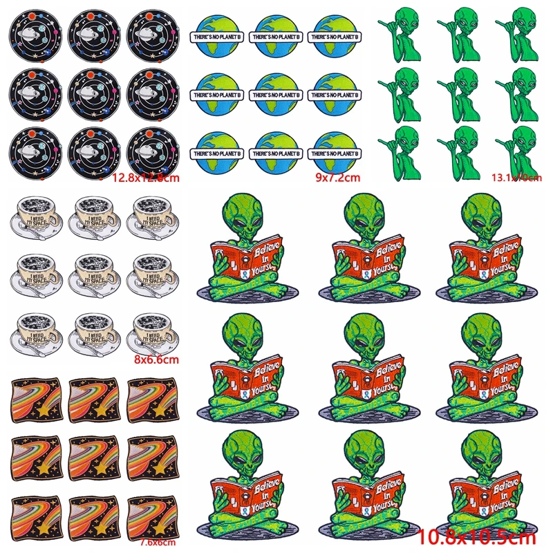 Parches bordados Alien diseño planeta