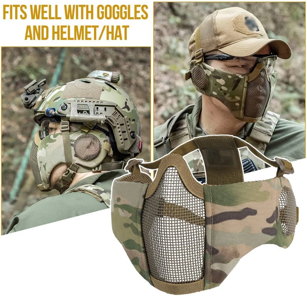 Máscara de airsoft malla plegable con protección auditiva - imagen 3