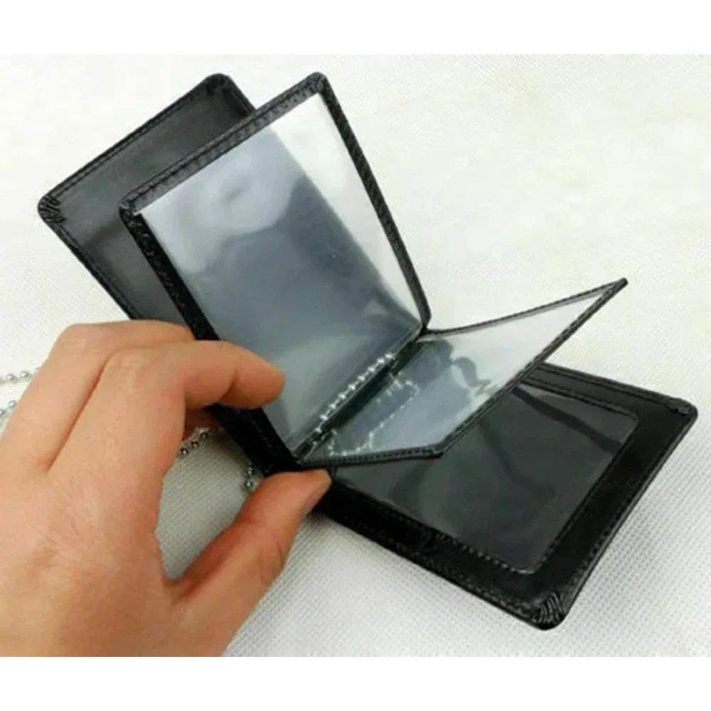 Cartera táctica de cuero negro para credenciales con cadena al cuello - imagen 2