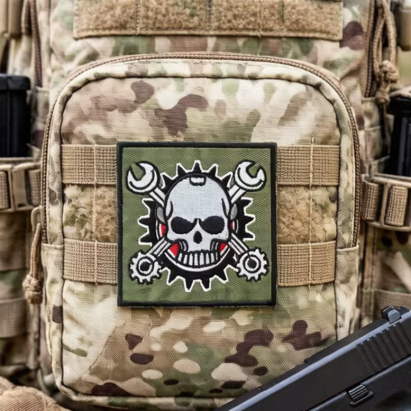 Parche táctico calavera bordado gancho y bucle para moral chaqueta - imagen 3