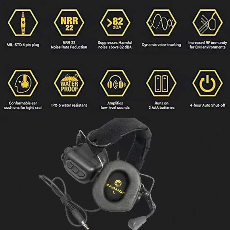 EARMOR M32 MOD4 orejeras de tiro electrónicas para casco con riel arco - imagen 5