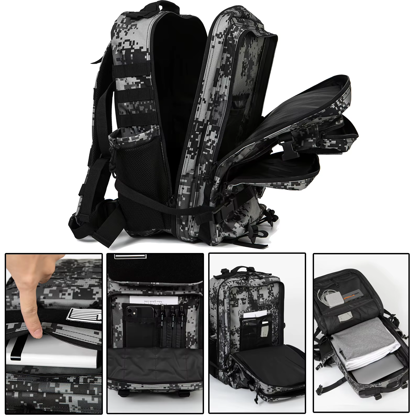 Mochila táctica MOLLE 45L supervivencia senderismo outdoor - imagen 4