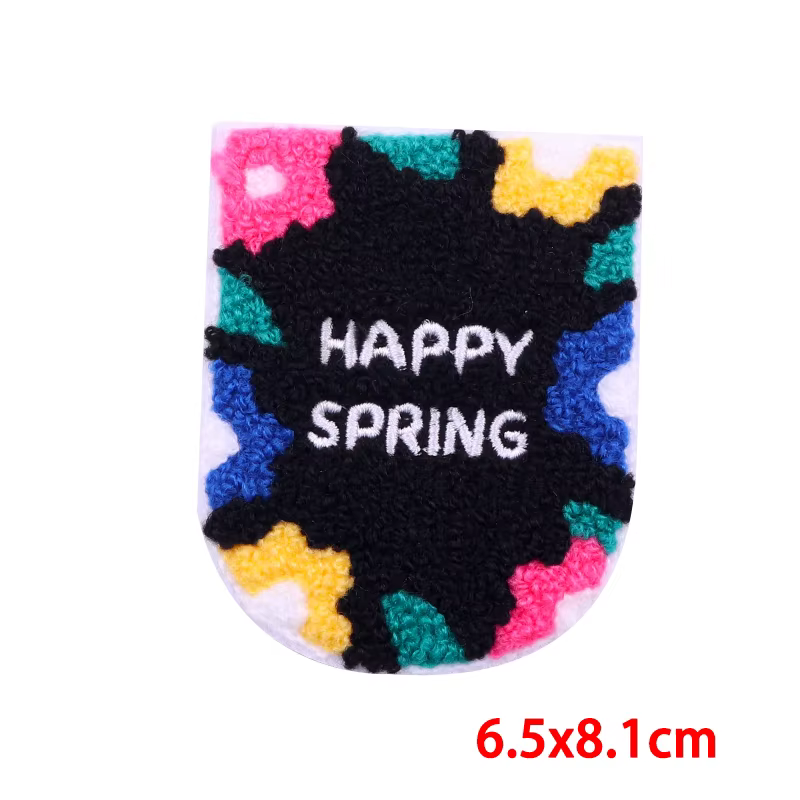 Parches tipo chenille con textura suave y voluminosa