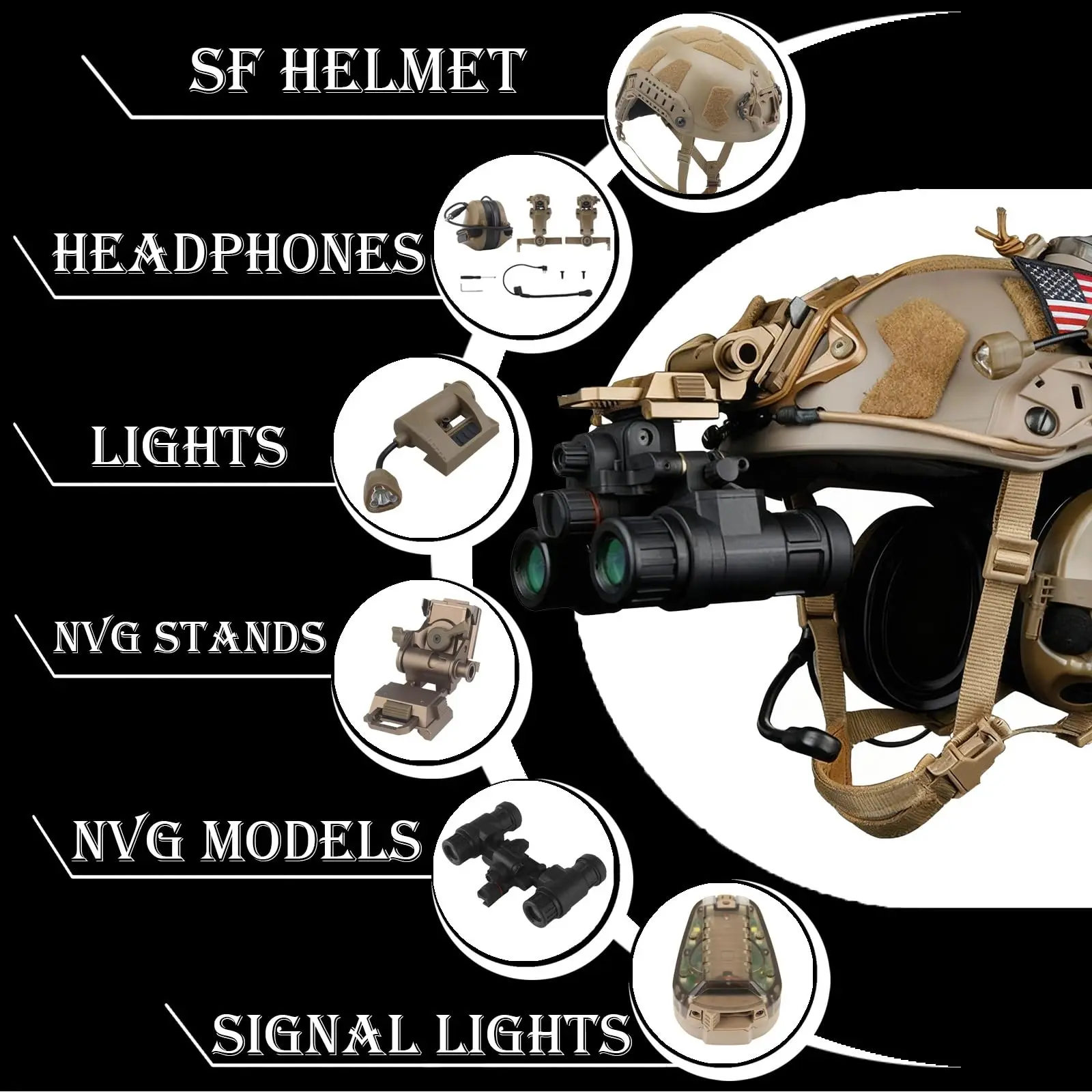 Casco táctico airsoft NVG con auriculares de comunicación para cosplay - imagen 2