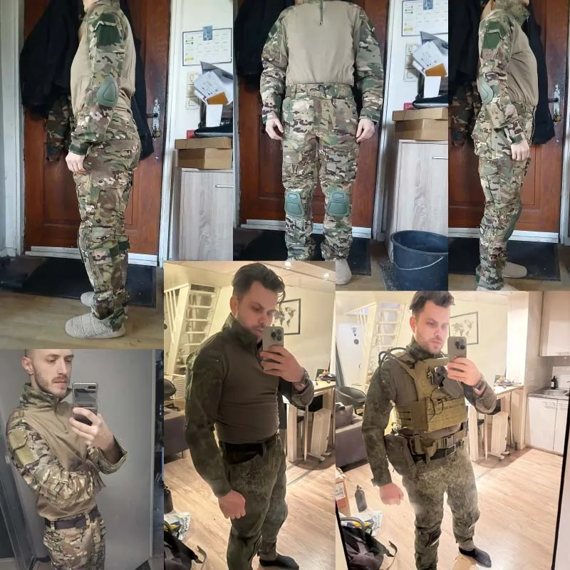 Uniforme táctico negro hombre con pantalón cargo resistente al desgaste - imagen 3