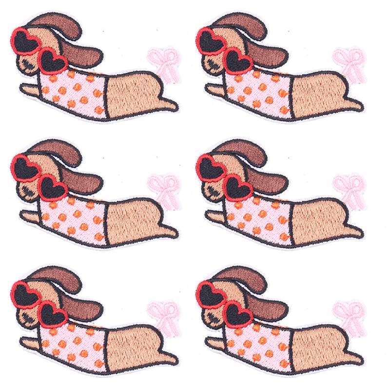 Parche termoadhesivo bordado perro salchicha con corazón – DIY - imagen 3