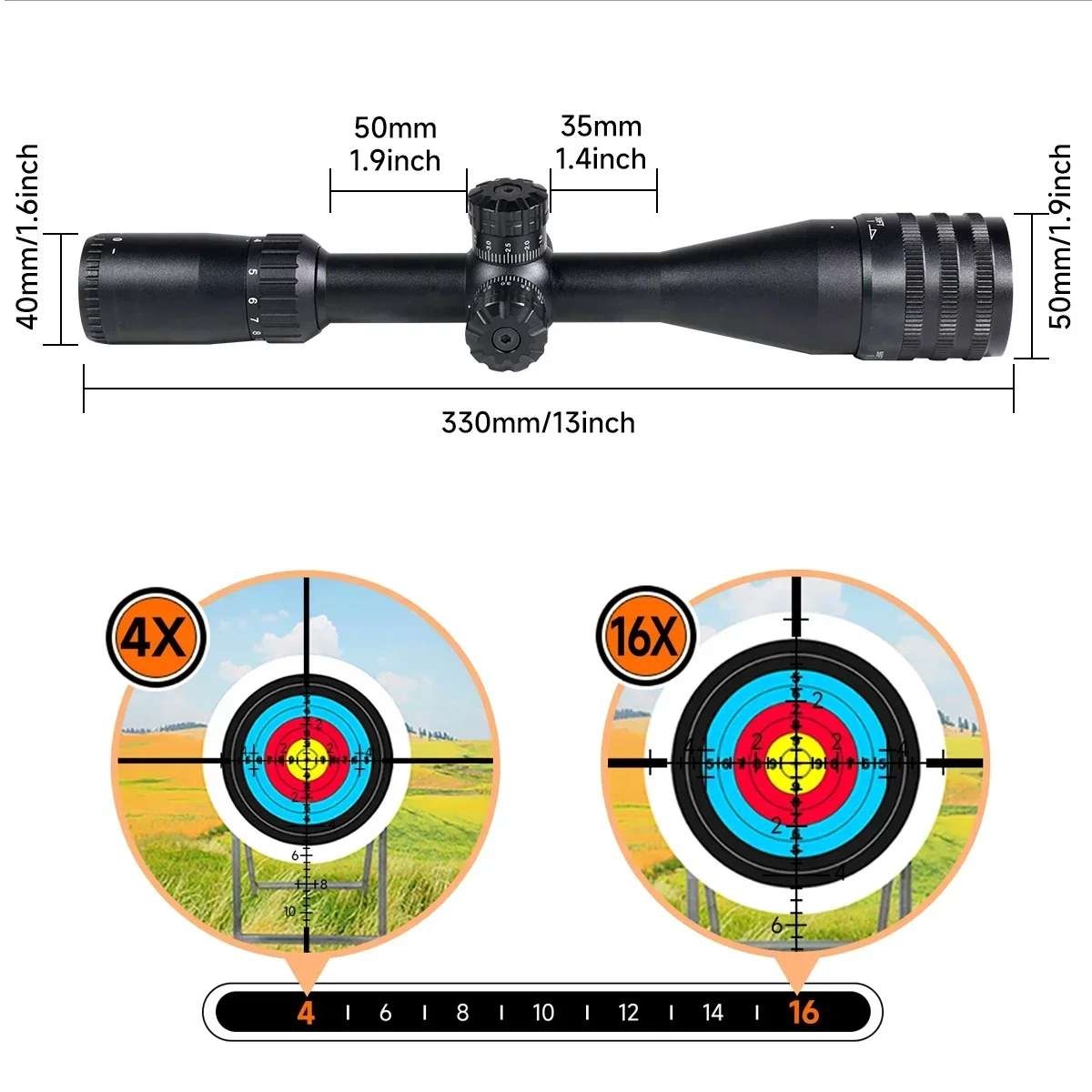 Mira Telescópica Táctica para Rifle de Caza con Retícula Cruzada - imagen 3