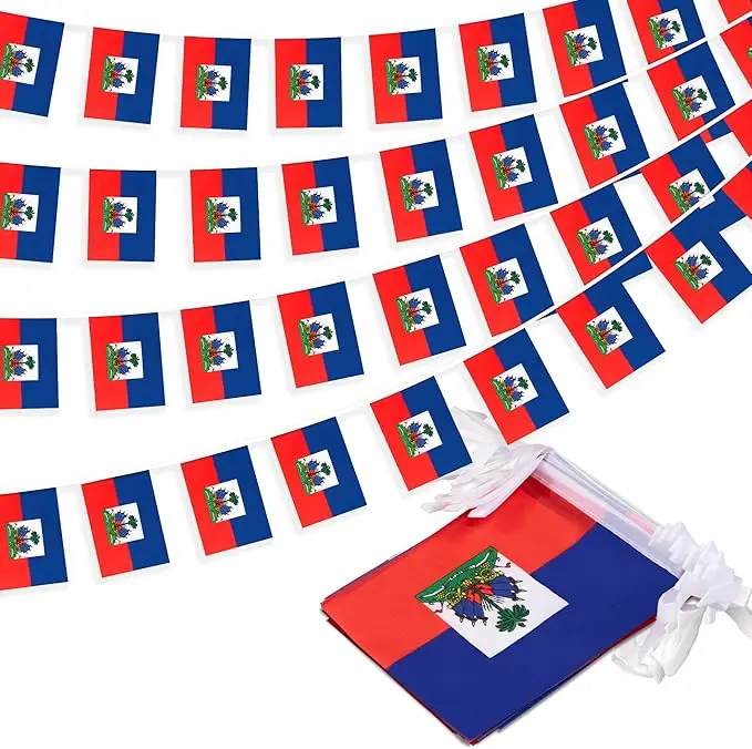 Guirnalda de banderines Haití para fiestas y festivales