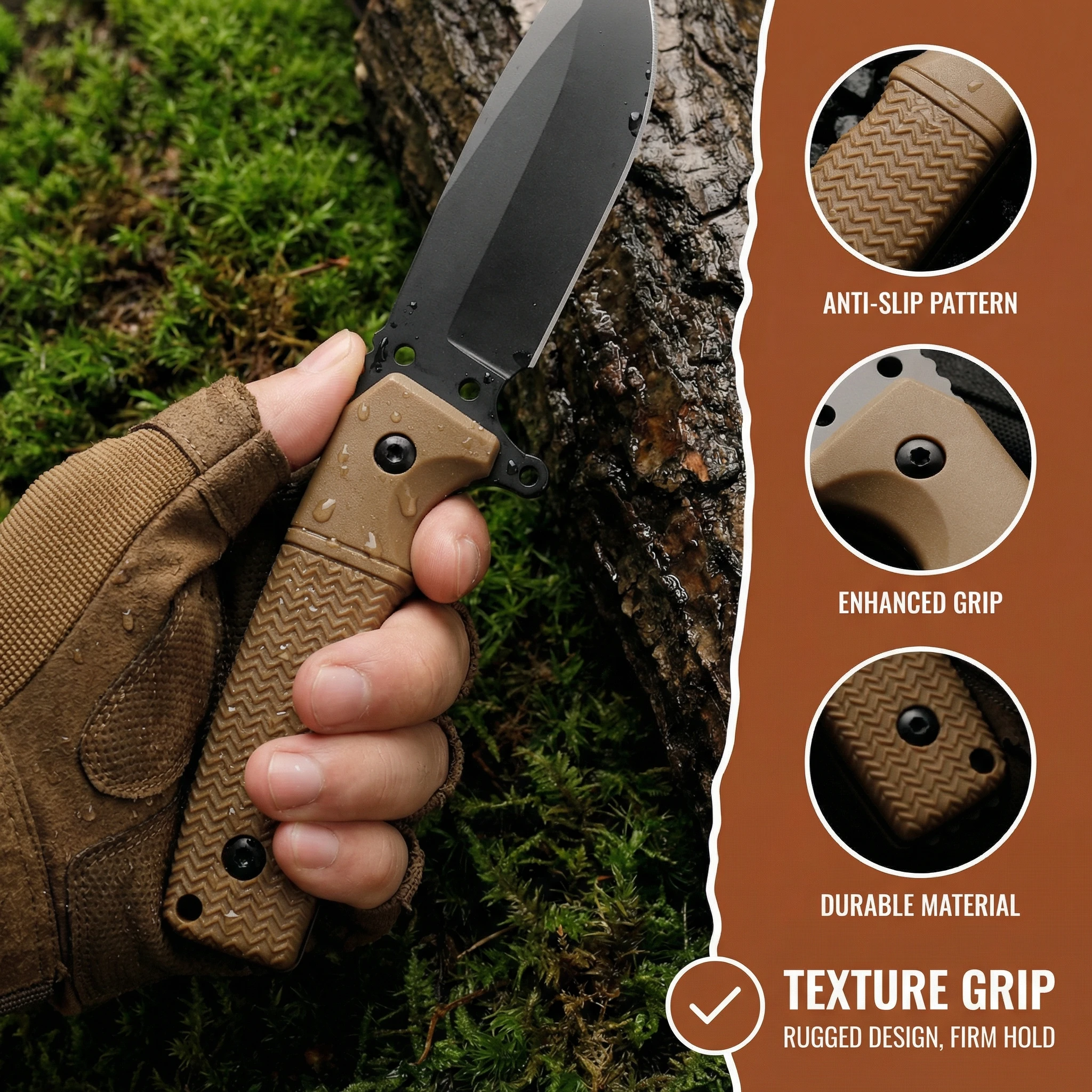 Cuchillo fijo con funda, acero robusto premium para outdoor y campo - imagen 2