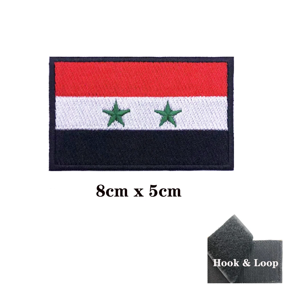 Parche bordado táctico bandera Siria con velcro gancho y bucle - imagen 3