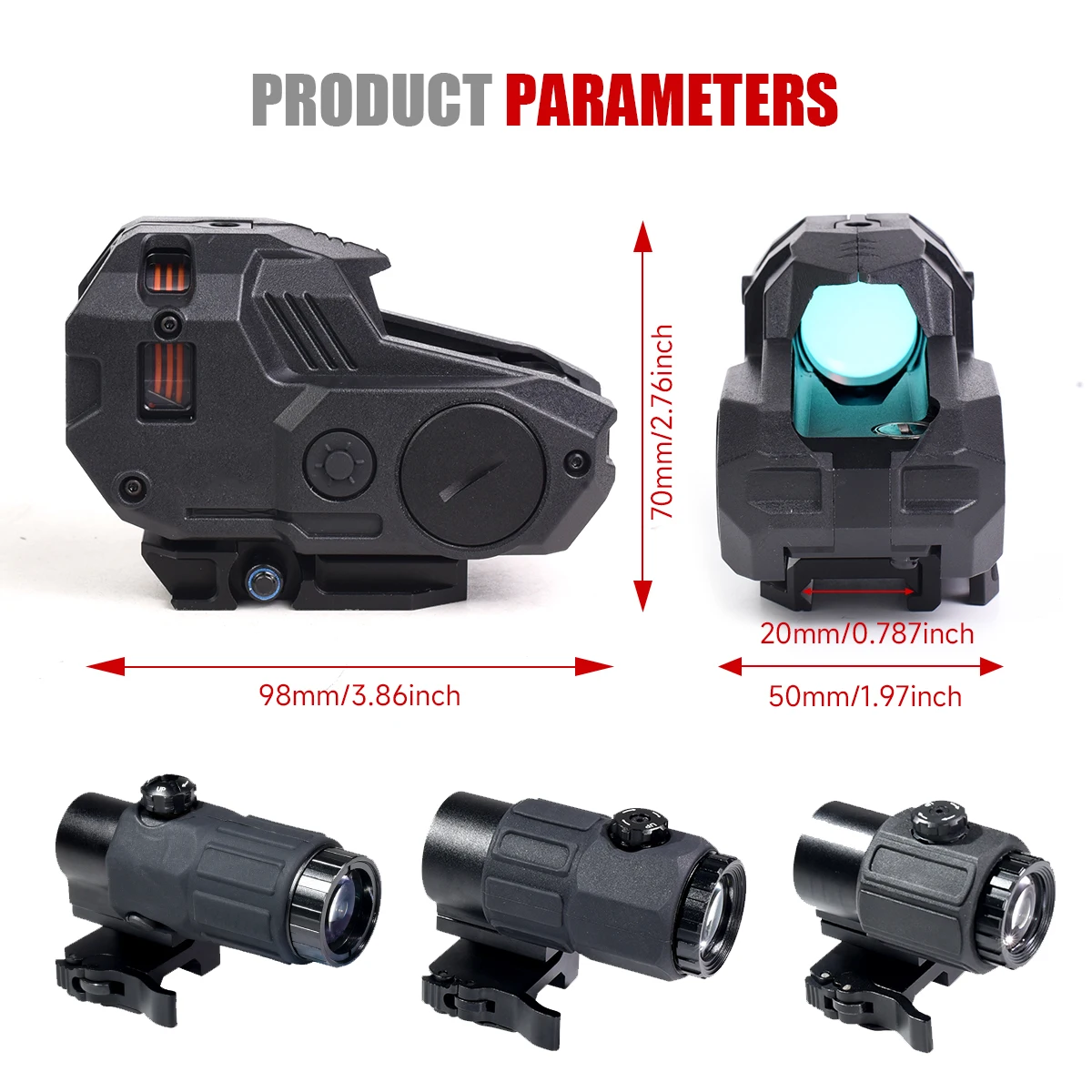 Mira reflex táctica M22 PRO con punto rojo y fibra óptica real - imagen 2