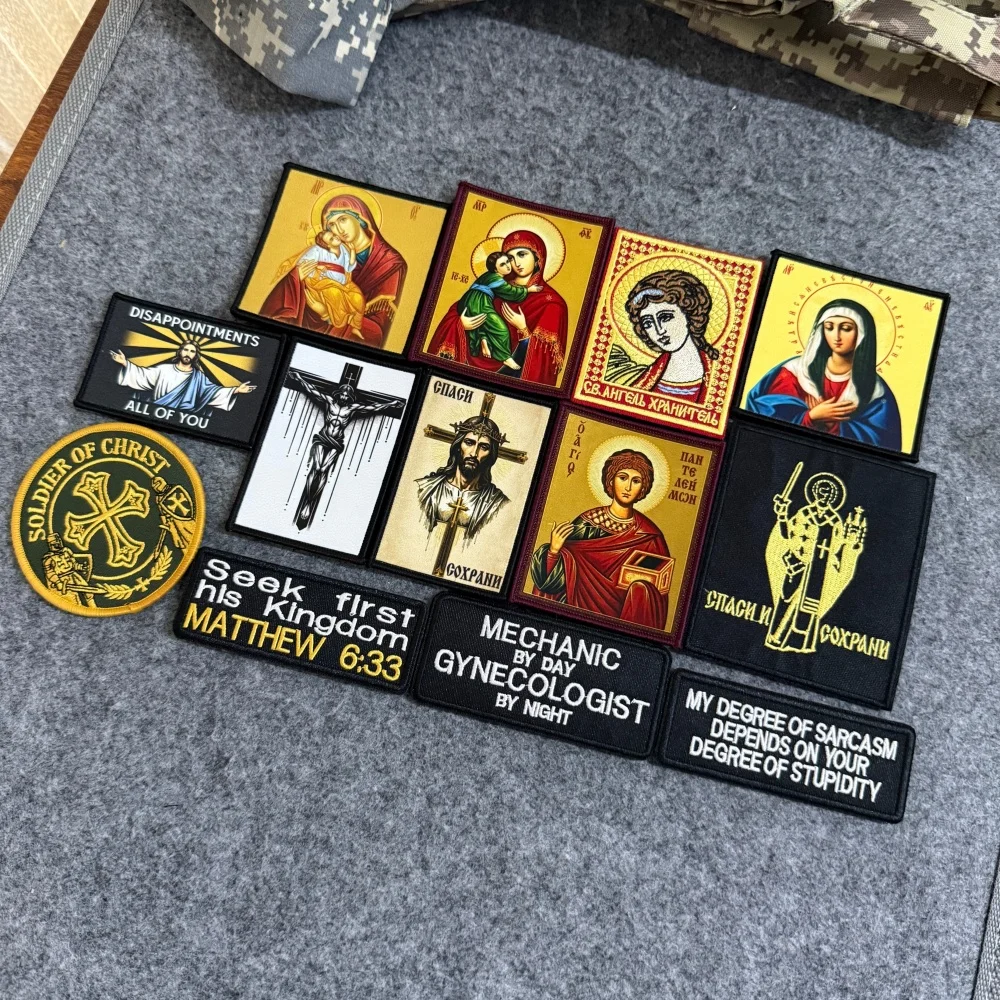 Parche táctico gancho y bucle cruz templaria ortodoxa
