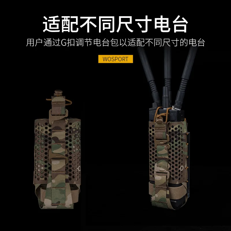 Bolsa para radio táctica camuflaje MOLLE de malla con hebilla