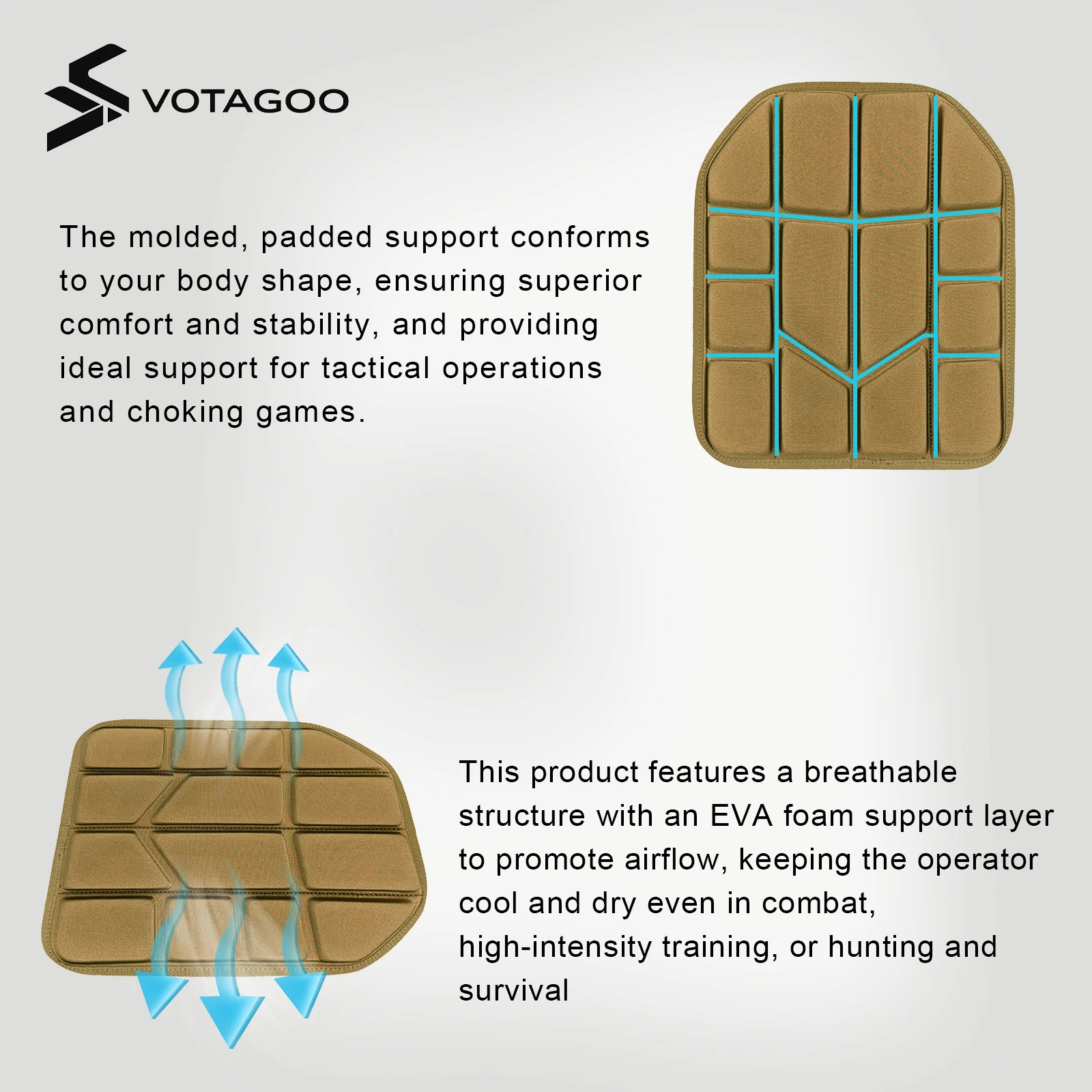 VOTAGOO Almohadilla táctica para chaleco ventilación y alivio presión - imagen 2