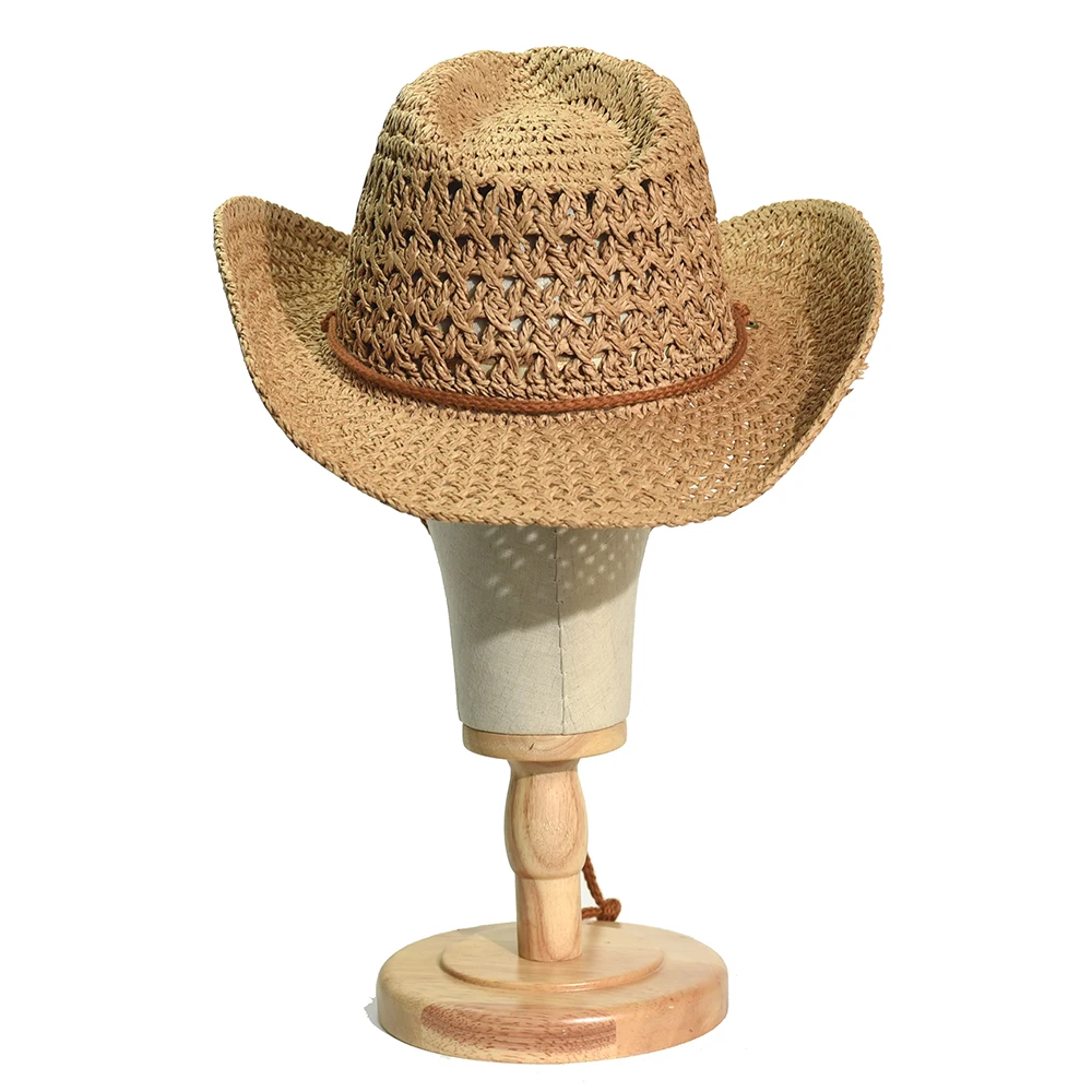 Sombrero de paja de estilo vaquero artesanal