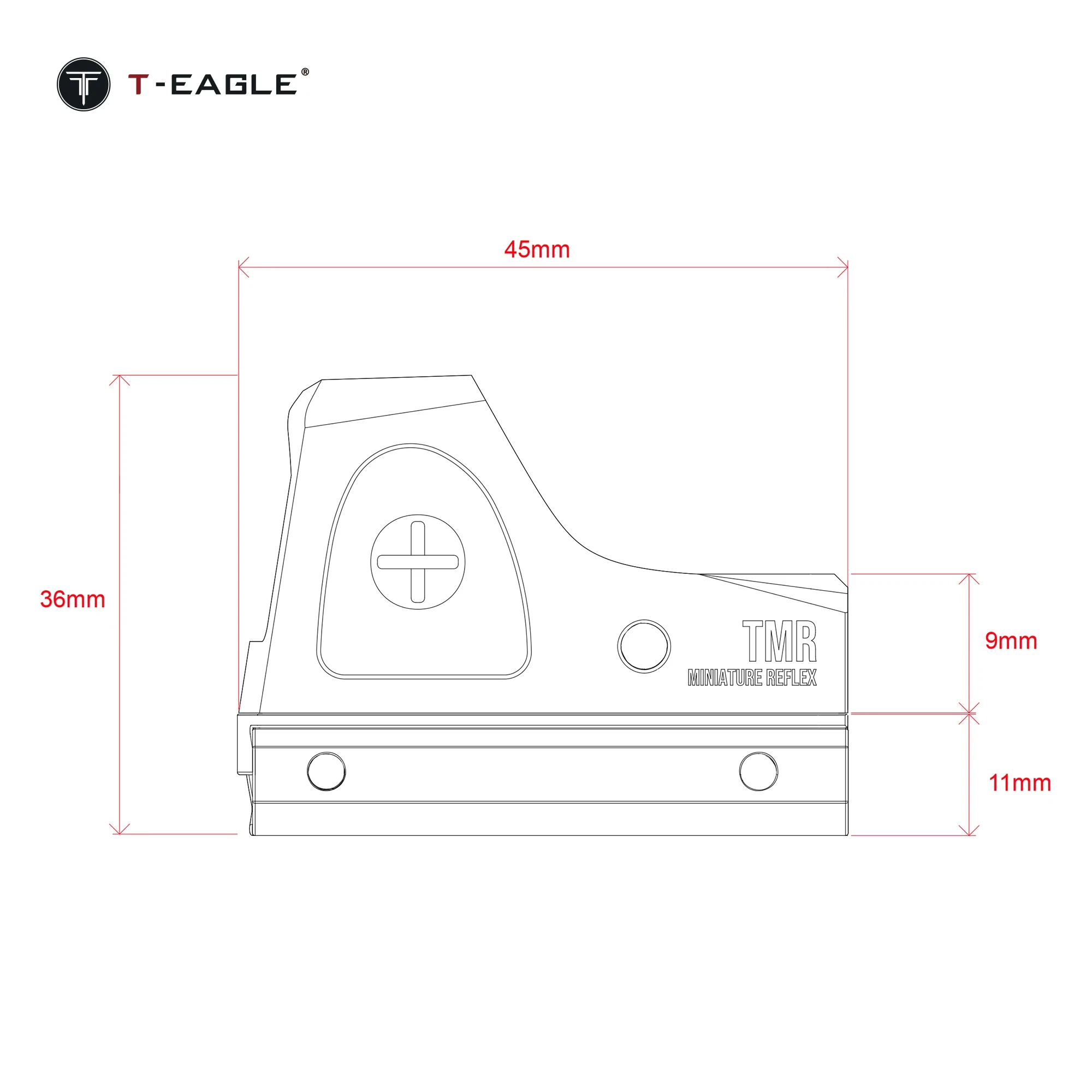 Mira punto rojo Glock T-Eagle, compatible riel Weaver y réflex - imagen 4