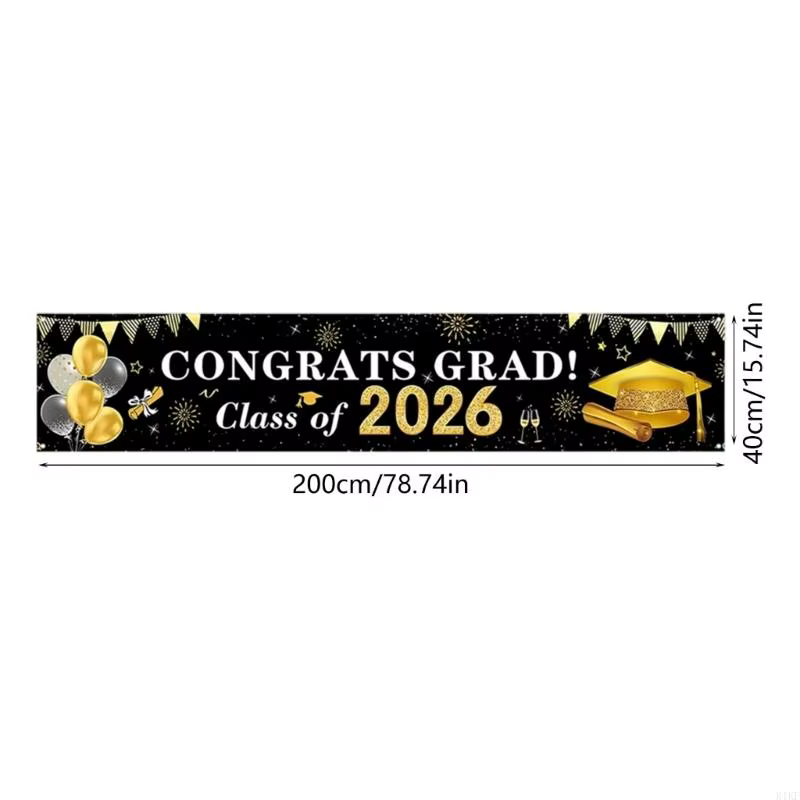 Telón de fondo graduación negro y dorado en poliéster - imagen 5