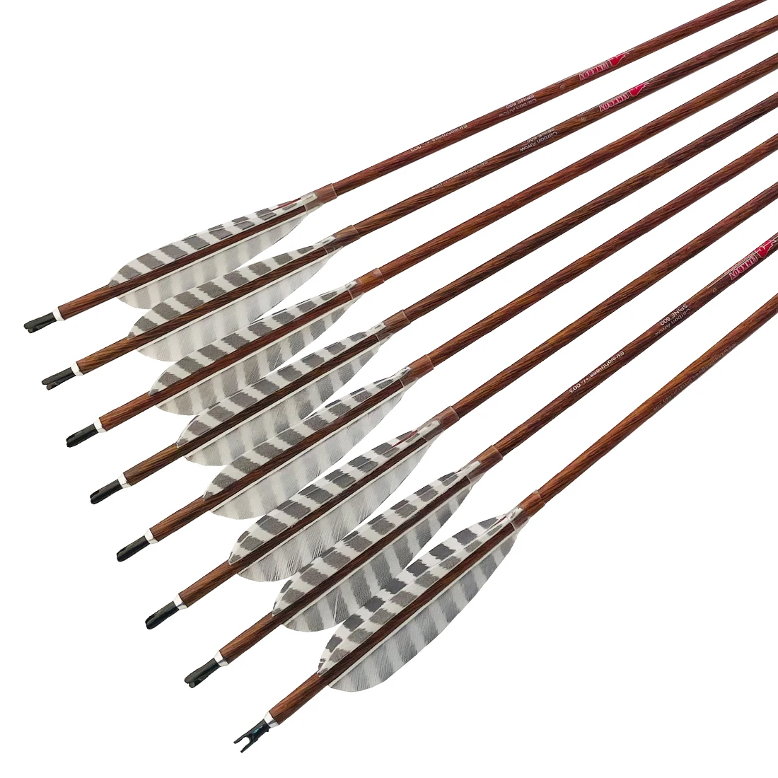 Flechas de carbono para arco con plumas de pavo, caza - imagen 5