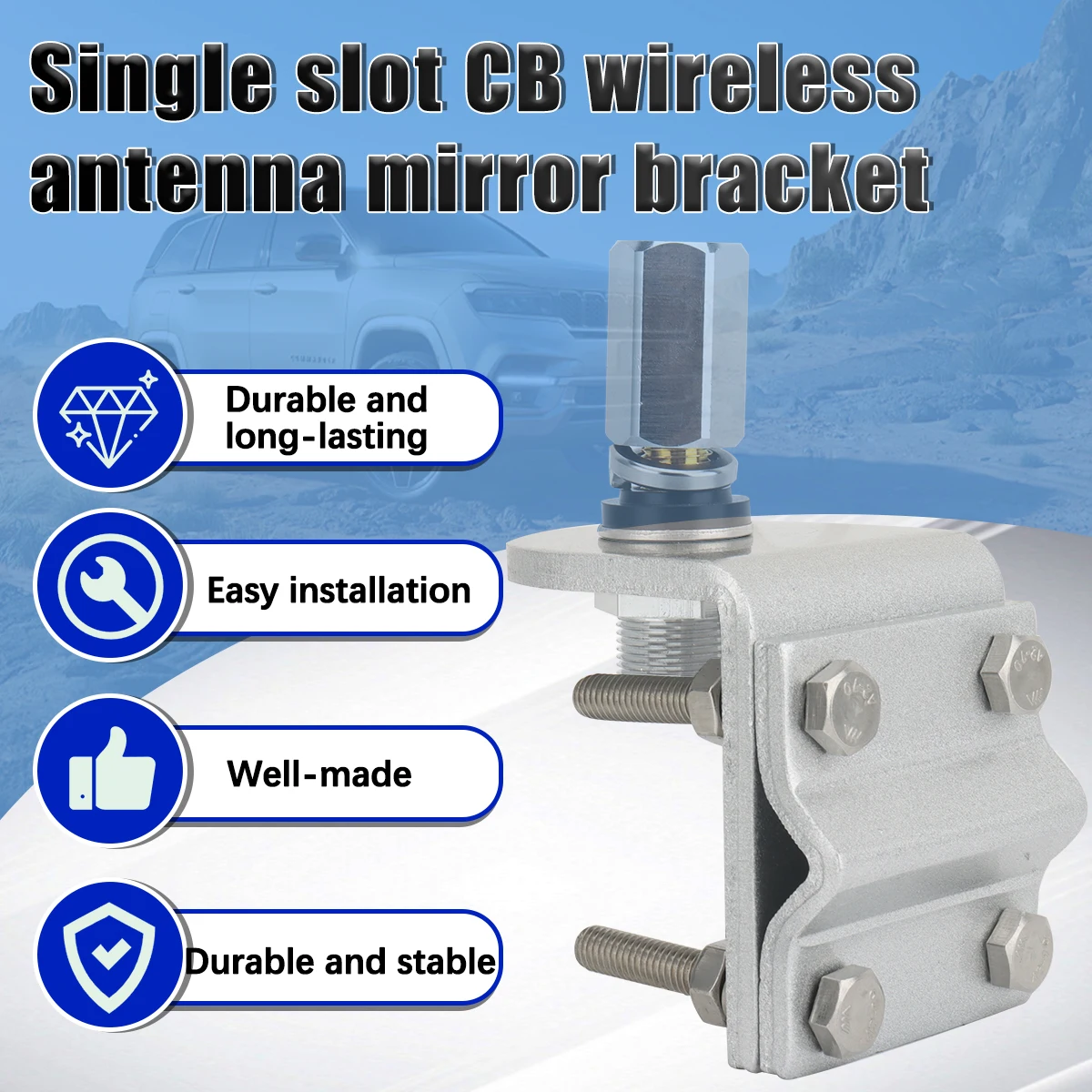 ABBREE Soporte antena CB para espejo exterior aluminio - imagen 2