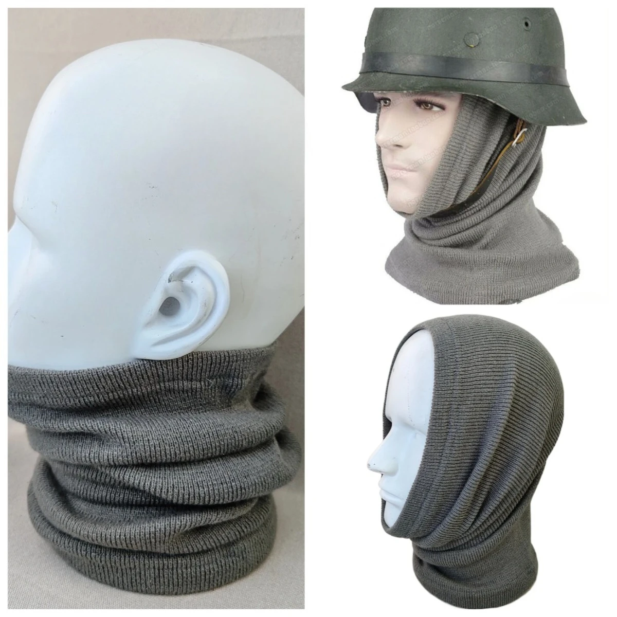 Gorro militar alemán de punto gris: cubrecuello y mascarilla - imagen 5