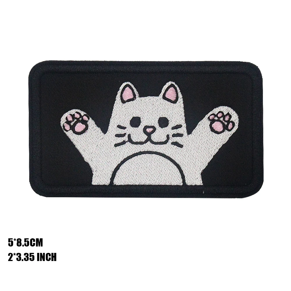 Parche bordado MEOW gatito con velcro, para mascotas y ropa