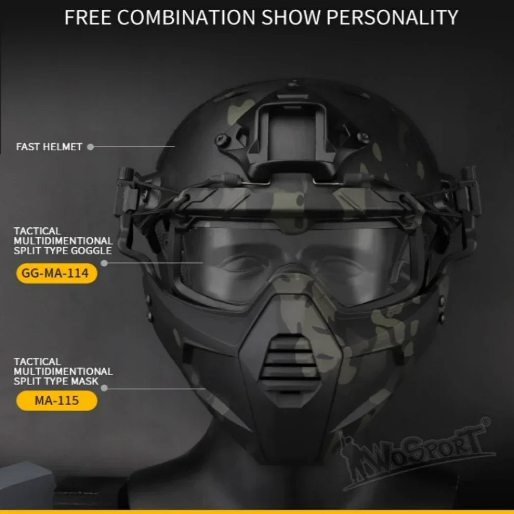 Gafas tácticas para casco con lentes intercambiables, airsoft, caza - imagen 4